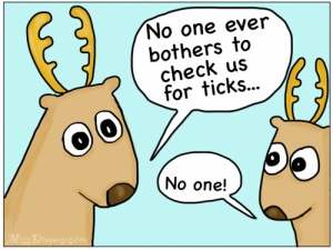 Two reindeer complain that no one ever checks them for ticks